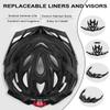 KINGBIKE Bike Helmet for Adult Men Women Youth Road Commute Mountain Cycling Helmets with USB Rechargeable Tail Light Replaceable Inner Pads and Visors Lightweight (BlackRed,L/XL(22.4-23.6in) view 4
