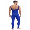 Oyolan Mens Spandex Bodysuit Sleeveless Unitard Dance Leotard Bodysuit for Workout Fitness Blue X-Large view 2
