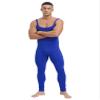 Oyolan Mens Spandex Bodysuit Sleeveless Unitard Dance Leotard Bodysuit for Workout Fitness Blue X-Large view 3