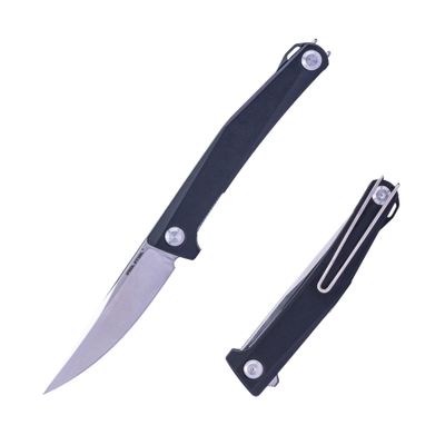 Real Steel Teres Lightweight EDC Flipper knife , 3.11'' Nitro-V Satin Hollow-Ground Blade,Aluminum Handle,Liner Lock Knife Gentleman's Knife with Pocket Clip,Hunting, Camping, Hiking, Fishing Knife, Gifts for Men Dad (Black/Satin)