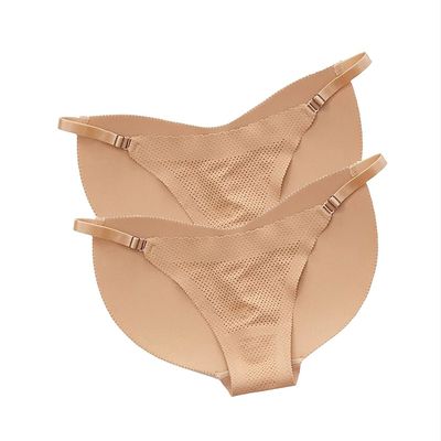 Aimery women's 2pcs Padded Seamless Lifter Butt Hip Enhancer Panties Shapewear Booty Lifting Shape Panty beige-XL