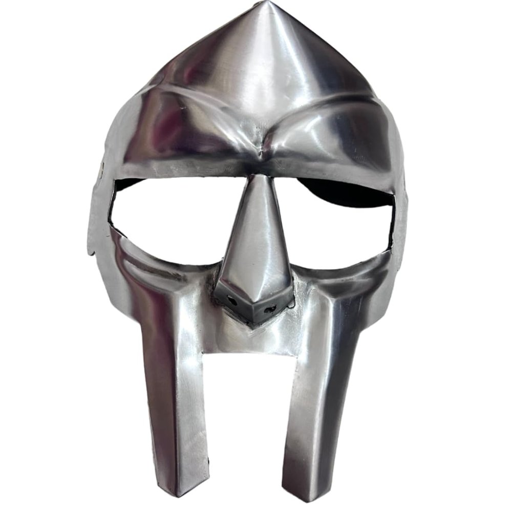 ALLOEY TRADISIONAL MF DOOM Mask Mad-villain Mild Steel Face Armour Medieval Hand-Forged Armor | Medieval Steel Gladiator Face Mask | SCA LARP (Silver)