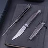 Real Steel Teres lightweight EDC Flipper Knife, 3.11'' Nitro-V Satin Hollow-Ground Blade,Aluminum Handle,Liner Lock Knife Gentleman's Knife with Pocket Clip,Hunting Camping Hiking Fishing Knife, Gifts for Men Dad (Grey/Satin) view 2