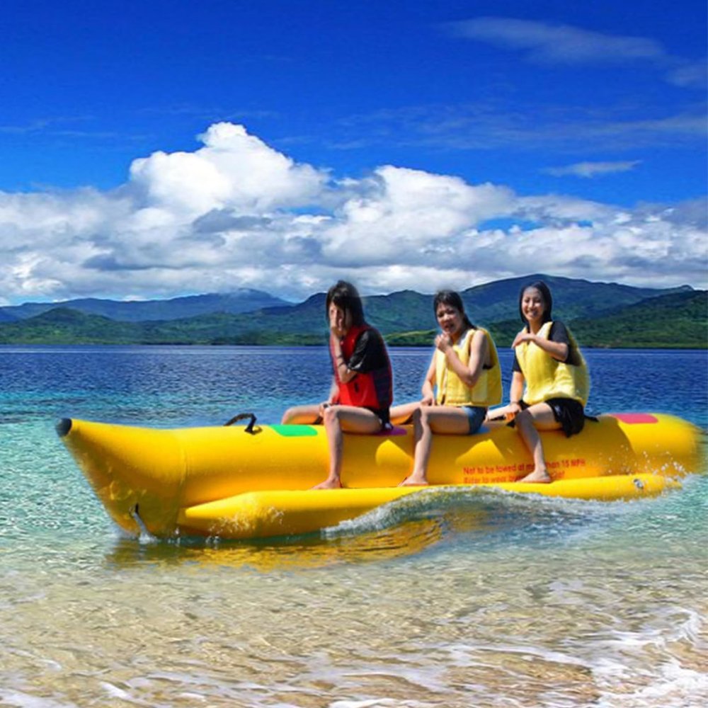 majuingg Five-Person Inflatable Rotating Boat, Toy Water Park, Thickened Inflatable Roller Banana Boat, Offshore Motorboat Surfing Towing Boat