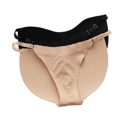 Aimery women's 2pcs Padded Seamless Lifter Butt Hip Enhancer Panties Shapewear Booty Lifting Shape Panty black/beige-L, Large