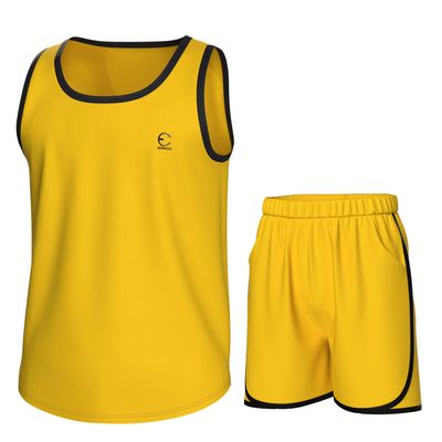 Essenclo Boys Clothing Sets, Boys Athletic Shorts & Sleeveless Shirts, Crew Neck Kids Tank Top Clothes Size 3-16 (2 Pcs Set) - E1001 - Mustard - 5-6