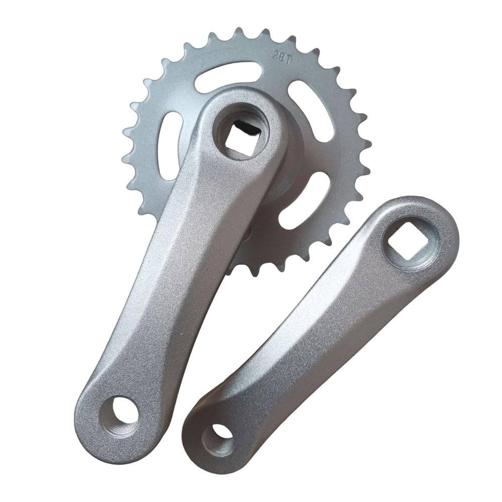 B Baosity Kids Bicycle Crankset Crank Arm Set Outdoor Aluminum Alloy Sturdy Replace Accessories Riding Spare Parts Child Bike Crank Set, 28T Bright Silver, Optional