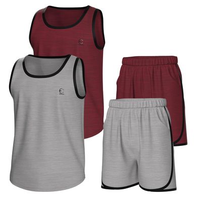 Essenclo Boys Clothing Sets, Athletic Crew Neck Sleeveless T-Shirt and Boys' Short Sets Outfits w/Pockets 4 Pcs - Size 3-16 - E2001 - Set-2-15-16
