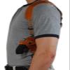Barsony Saddle Tan Leather Cross Harness Shoulder Holster for Ruger SP101 3" Left view 3