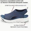 Women's Breathable Orthopedic Sandals - 2024 New Soft Shoes Go Walking Slip on Diabetic Foam Shoes, Arch Support Shoes Wide Width (Black, Adult, Women, 8, Numeric, US Footwear Size System, Wide) view 4