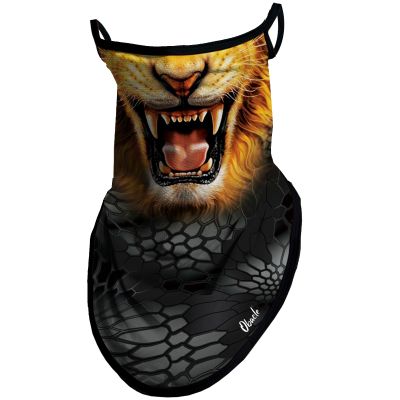 Obacle Bandana Face Mask with Ear Loops Neck Gaiter Face Mask Scarf Face Cover for Men Women (Animal Lion Yellow Sharp Teeth)
