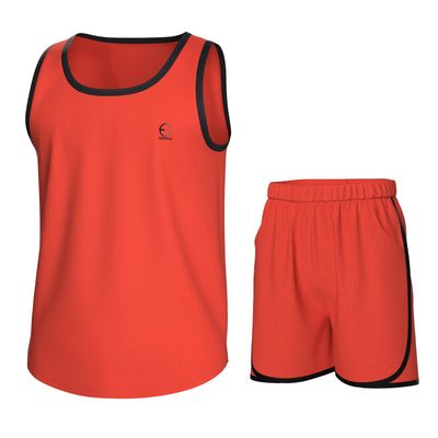 Essenclo Boys Clothing Sets, Boys Athletic Shorts & Sleeveless Shirts, Crew Neck Kids Tank Top Clothes Size 3-16 (2 Pcs Set) - E1001 - Coral - 9-10