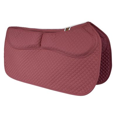ECP Equine Comfort Products Thermoregulating Western Saddle Pad, Machine Washable Contoured Fit, Water Absorbing, Therapeutic, Shock Absorbing with Adjustable Memory Foam Shims, Burgundy