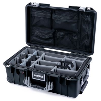 ColorCase Pelican Air 1535 Carry-on Case Black - Medium Size Waterproof Case with Gray Padded Microfiber Dividers & Mesh Lid Organizer - Silver Handles & Latches