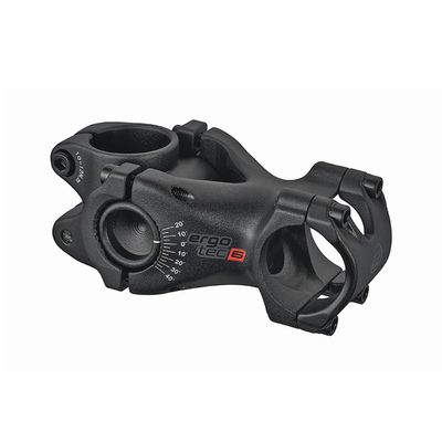 ergotec Swell RE Stem, 31.8mm Clamp, 28.6mm Fork Clamp, 45mm Clamp Height, 80mm Extension, -20 - +40 Angle, -25/0/40 Actual Height Gain, 70/80/65 Actual Length Gain, Safety Level 6