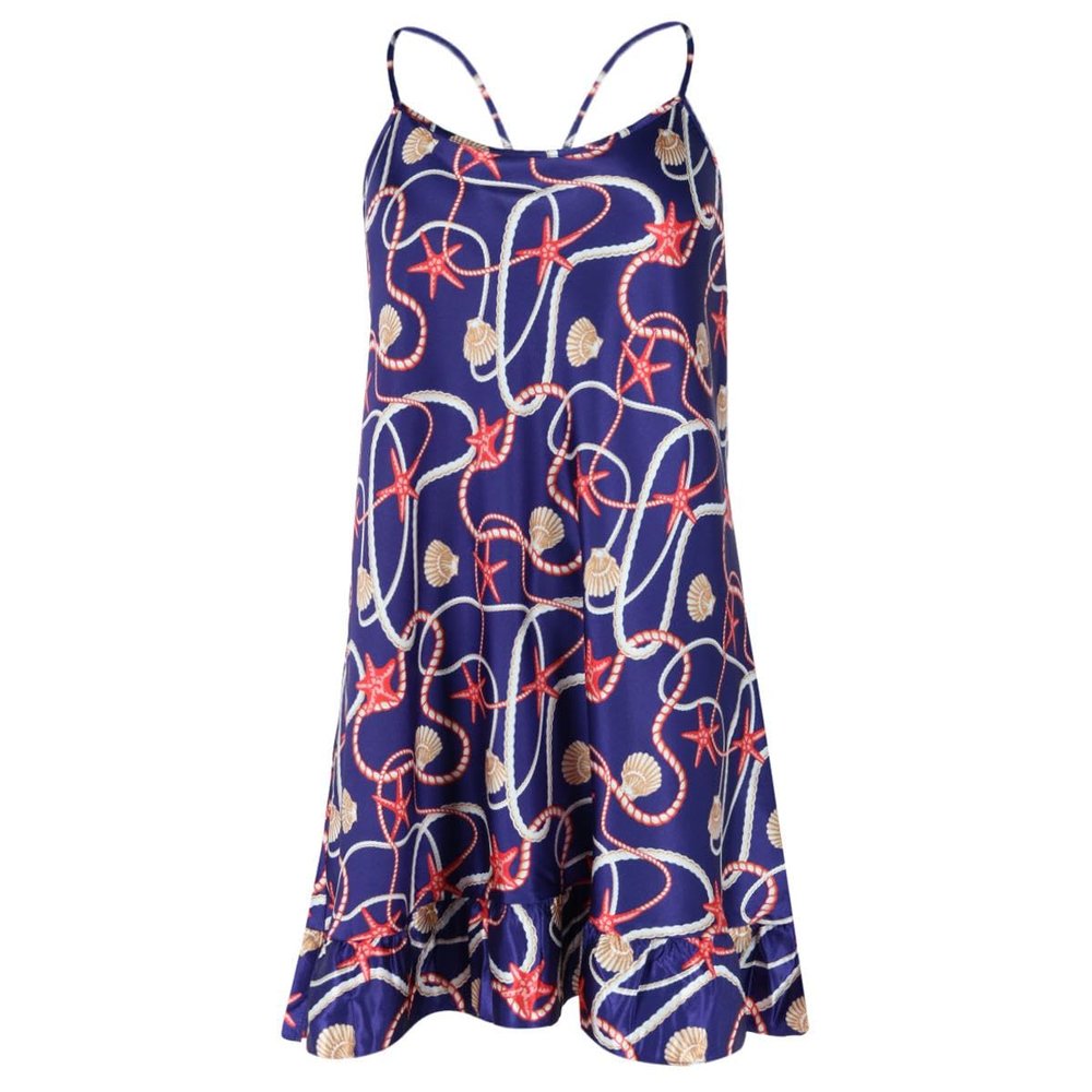 PJ Couture Women's Nautical Cami Chemise, XLarge, Navy