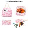 Mimfutu Cow Print School Backpack for Teen Girls, 3-in-1 Kids Backpack Bookbag Set School Bags with Lunch Box Pencil Case (Pink) view 4