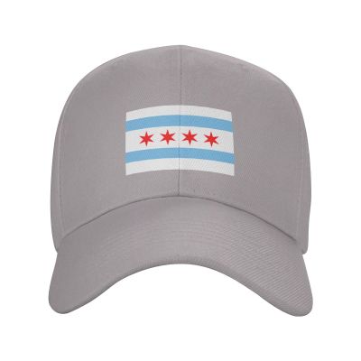 BASTU Flag of Chicago Illinois Baseball Cap for Men Women Dad Hat Classic Adjustable Golf Hats Gray