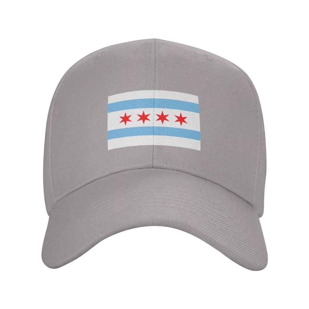 BASTU Flag of Chicago Illinois Baseball Cap for Men Women Dad Hat Classic Adjustable Golf Hats Gray