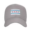 BASTU Flag of Chicago Illinois Baseball Cap for Men Women Dad Hat Classic Adjustable Golf Hats Gray view 1