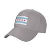 BASTU Flag of Chicago Illinois Baseball Cap for Men Women Dad Hat Classic Adjustable Golf Hats Gray view 2