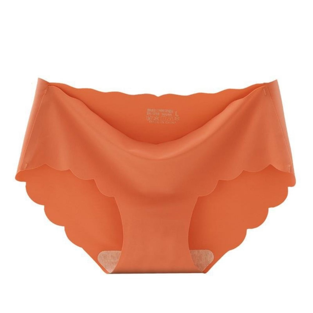 HEJIGOOD Women's Seamless Ice Silk Bikini Underwear Mid-Rise Stretchy Comfy Ladies Brief Female Full Coverage Traceless (Orange,Large)