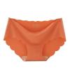 HEJIGOOD Women's Seamless Ice Silk Bikini Underwear Mid-Rise Stretchy Comfy Ladies Brief Female Full Coverage Traceless (Orange,Large)