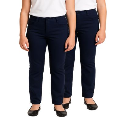 dELiA*s Girls School Uniform Pants - 2 Pack Stretch Twill Basic Khaki Pants Jeggings and Flare Uniform Pants for Girls (4-16), Size 10, Navy Jegging