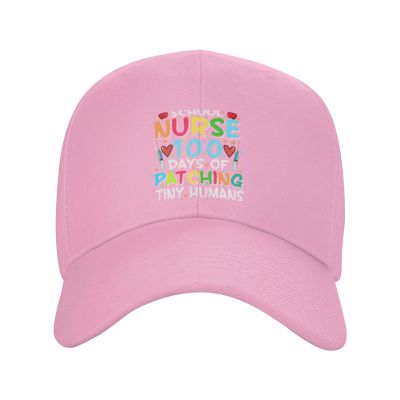 BASTU School Nurse 100 Days of Patching Tiny Humans Baseball Cap for Men Women Dad Hat Classic Adjustable Golf Hats Pink