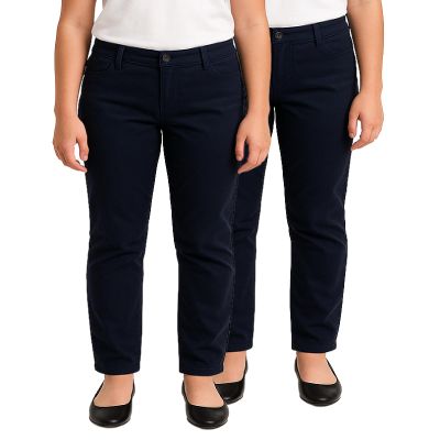dELiA*s Girls School Uniform Pants - 2 Pack Stretch Twill Basic Khaki Pants Jeggings and Flare Uniform Pants for Girls (4-16), Size 10, Navy Basic