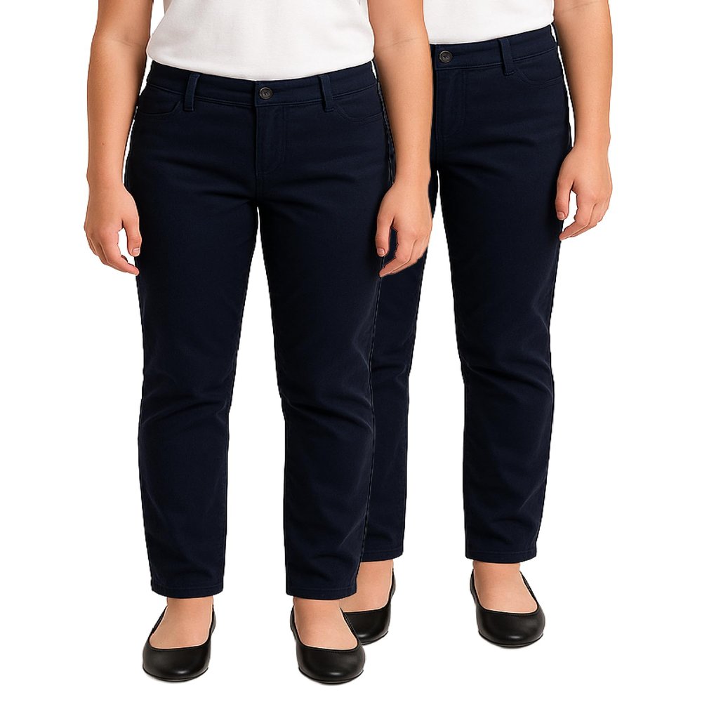 dELiA*s Girls School Uniform Pants - 2 Pack Stretch Twill Basic Khaki Pants Jeggings and Flare Uniform Pants for Girls (4-16), Size 10, Navy Basic