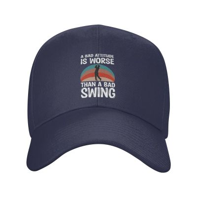 A Bad Attitude is Worse Than A Bad Swing Baseball Cap for Men Women Dad Hat Classic Adjustable Golf Hats Navy Blue