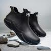 Hhhchpm Men's Trendy Rain Boots, Non-Slip Wear-Resistant Waterproof Rain Shoes for Outdoor Working Fishing (Black,6.5) view 3