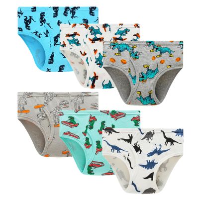Winging Day 6 Packs Little Boys' Cotton Dinosaurs Print Brief Underwear Size 4T