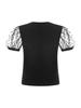 Alvivi Baby Girls Short Puff Dots Sleeve Tee Tops Pure Color Round Neck Ribbed Girls' Tees Travel Picnic Holiday Black 2-3 Years view 4