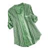 2024 Women's Striped Casual Button Down Shirts Rolled Long Sleeve V Neck Summer Tops Office Work Blouses Pocket view 1