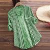 2024 Women's Striped Casual Button Down Shirts Rolled Long Sleeve V Neck Summer Tops Office Work Blouses Pocket view 2
