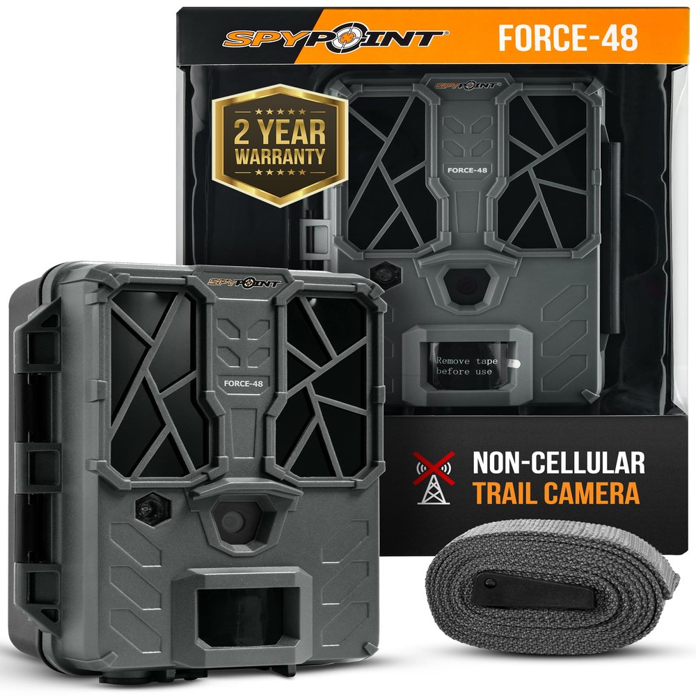 SPYPOINT Force 48 Trail Camera, Non-Cellular, 48MP Photo 720p Video w/ 48 Low-Glow LEDs for Image Quality Day or Night, 80 Flash Range, 80 Detection Range, LCD Setup Screen
