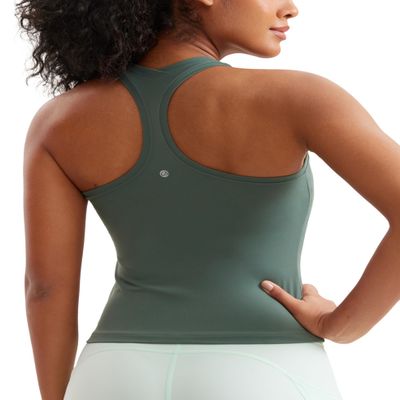 CRZ YOGA Butterluxe Racerback Tank Tops for Women - Yoga Workout Casual Gym Athletic Camisole Tight Sleeveless Shirts Dark Forest Green XX-Small