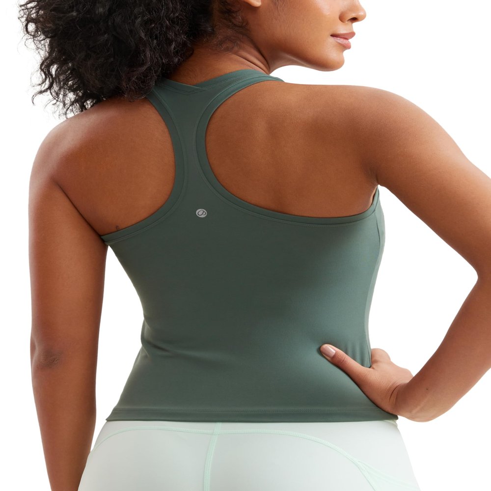 CRZ YOGA Butterluxe Racerback Tank Tops for Women - Yoga Workout Casual Gym Athletic Camisole Tight Sleeveless Shirts Dark Forest Green XX-Small