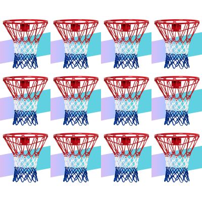 NEIJIANG Basketball Net Replacement, 2025 Upgrade Thick Professional Basketball Nets Heavy Duty Outdoor, All Weather Anti Whip Color Never Fade -12 Loops (Red White Blue)