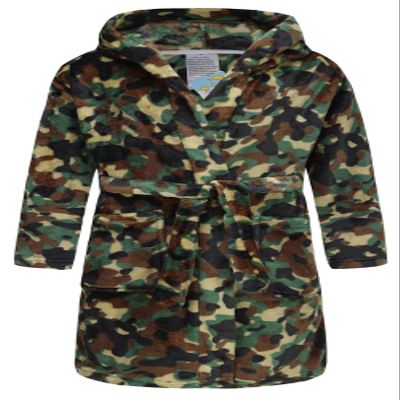 E.W Apparel Boys Fleece Robe Girls Hooded Bathrobe Toddlers Soft Fuzzy Robe for Kids(Camouflage,11-12 Years)