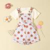 fhutpw Toddler Baby Girls Summer Outfits Daisy Ruffle Short Sleeve T-Shirts Tops Floral Shorts 2Pcs Clothes Set 6M-4T (Ribbed Shirt + Flower Suspender Apricot, 2-3T) view 2