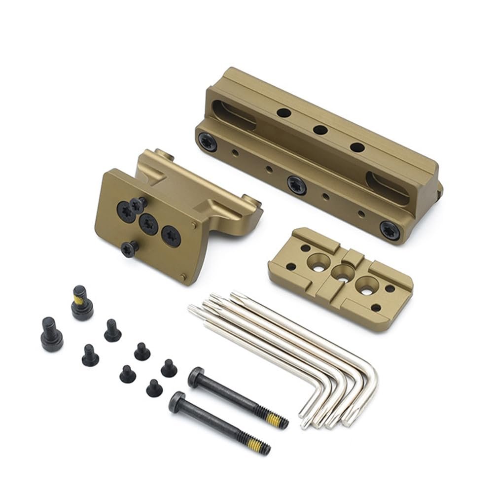 AWETHE Tactical Riser Scope Mount for Fiber Optic Sight, with Adapter Plate and Offset Optic Base Set Compatible with RMR/T2 Red Dot Sight, Tan (Fiber Optic Scope Mount & Offset Mount)