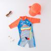 Toddler Kids Boys with 3D Swim Glasses Rash Guard Swimsuit with Sun Hat 2pcs Beach Swimwea Swim (Orange, 18-24 Months) view 3