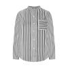2024 Women's Striped Casual Button Down Shirts Rolled Long Sleeve V Neck Summer Tops Office Work Blouses Pocket view 3
