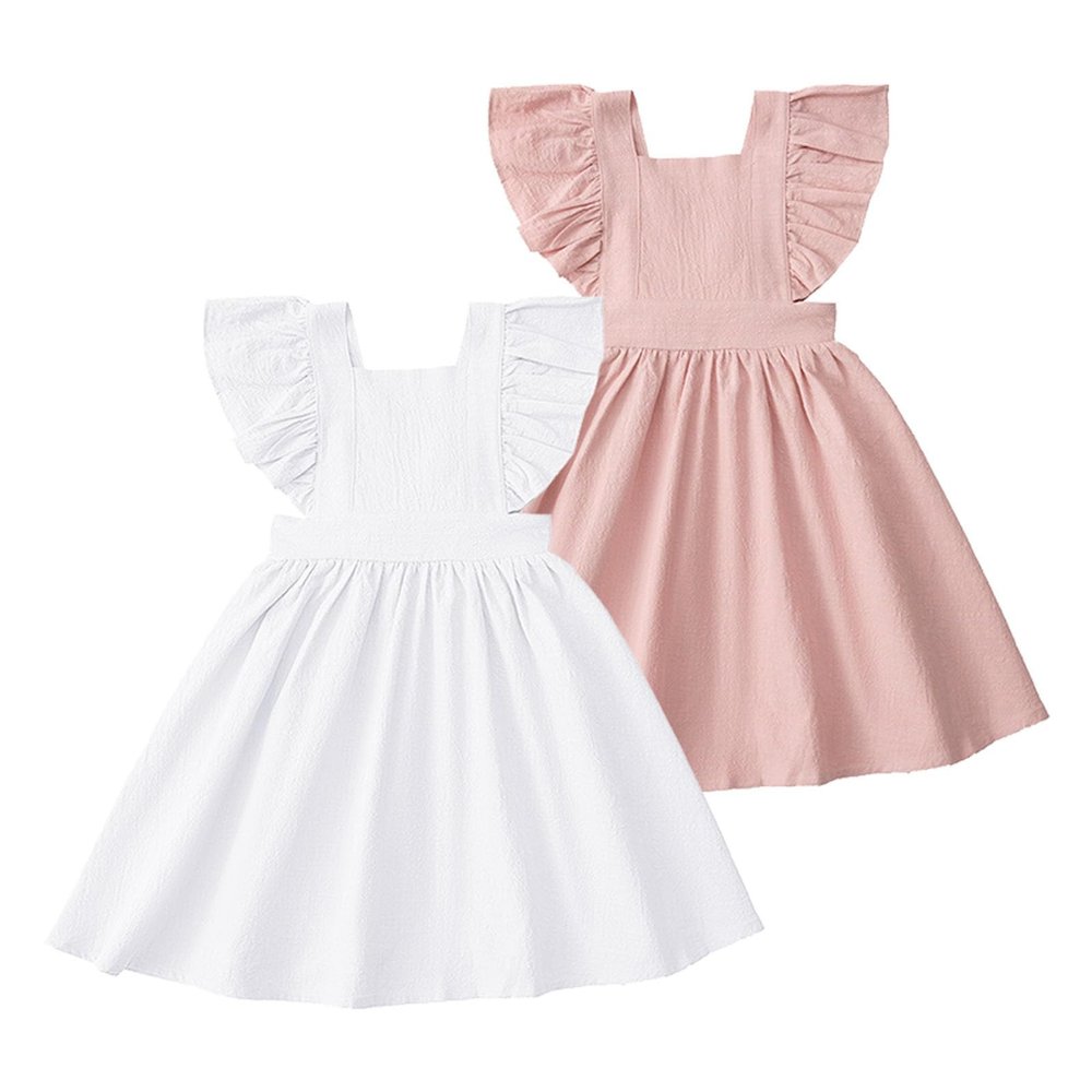 AIMAOMI Toddler Dress Ruffle Sleeveless Button Dress for Little Girls Summer Beach Casual Sundress (Pink, 4-5 Years)