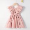 AIMAOMI Toddler Dress Ruffle Sleeveless Button Dress for Little Girls Summer Beach Casual Sundress (Pink, 4-5 Years) view 3