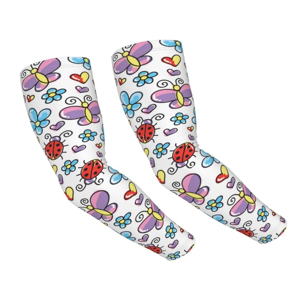 HDAODNM Ladybug Shooter Sleeves for Women Gardening Ladybird Sun Sleeves Cooling Arm Sleeves Cute Arm Cover Sleeves