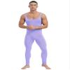 FEESHOW Mens Spandex Bodysuit Long Sleeve Unitard Dance Leotard Bodysuit for Sports Costume Lavender X-Large